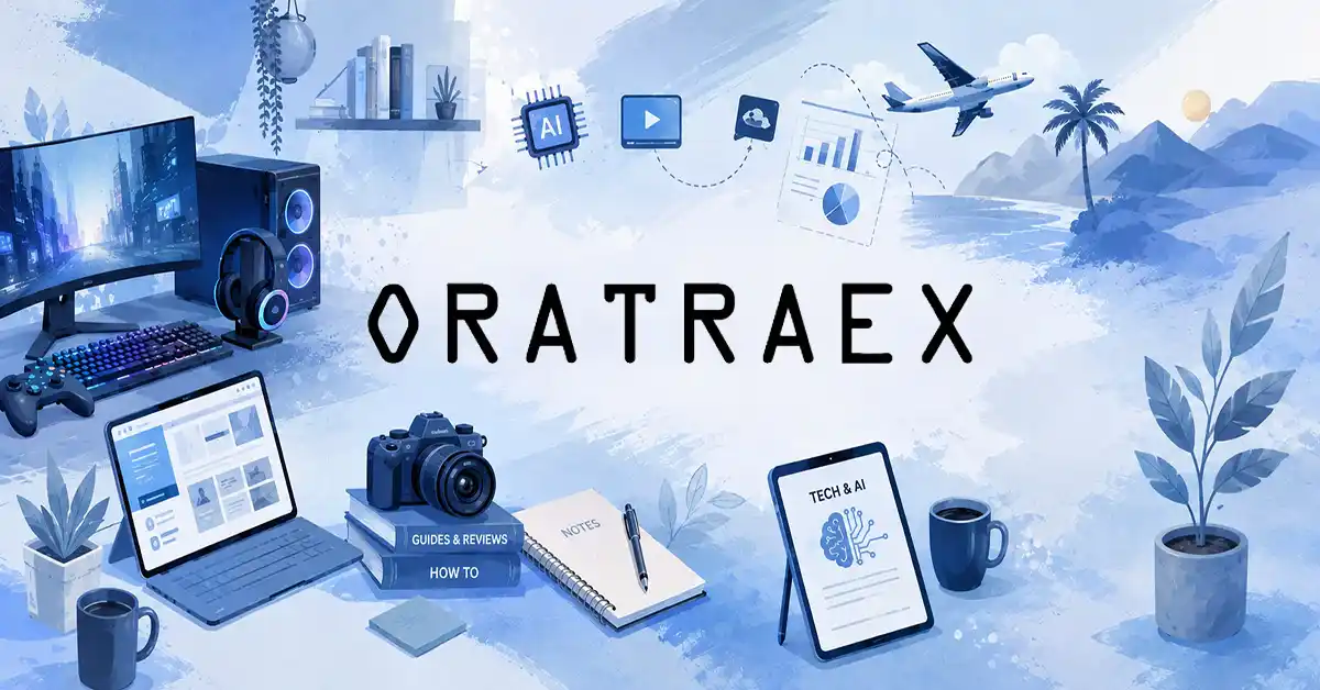 Oratraex digital publication illustration featuring technology, AI, gaming, photography, and digital media.