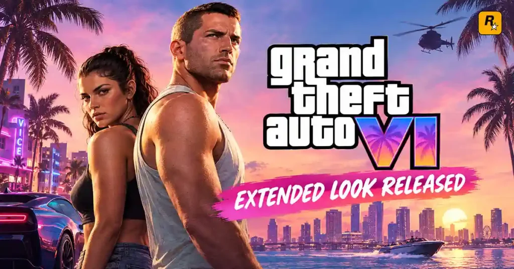 Grand Theft Auto VI Extended Look Released featuring Jason and Lucia in Vice City.