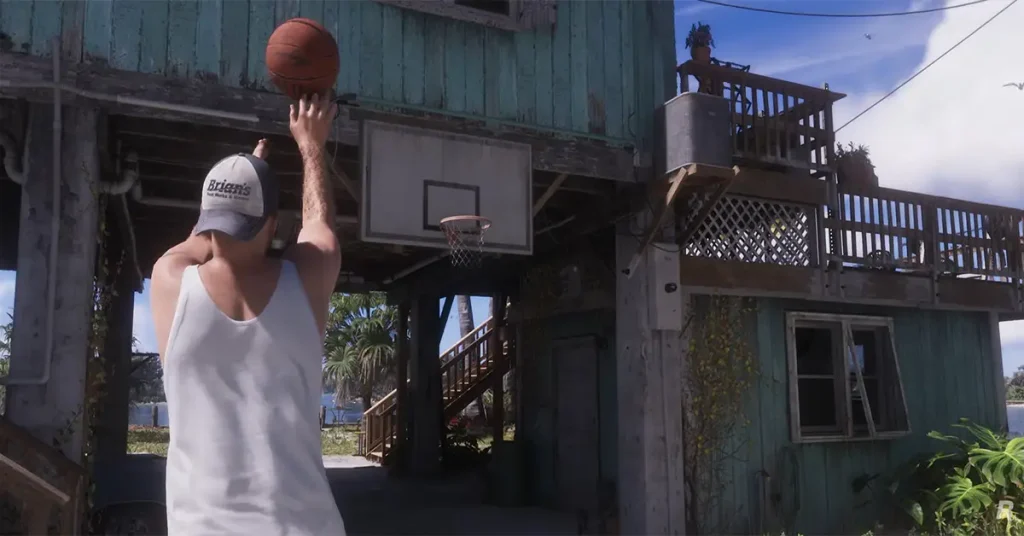 Jason playing basketball in Grand Theft Auto VI Gameplay.